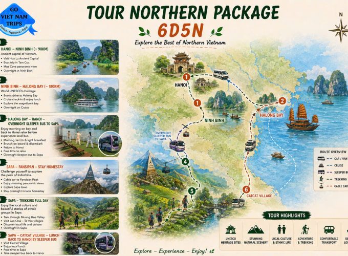 Tour Package – 6 Days 5 Nights: Hanoi → Ninh Bình → Halong Bay → Sapa → Hanoi