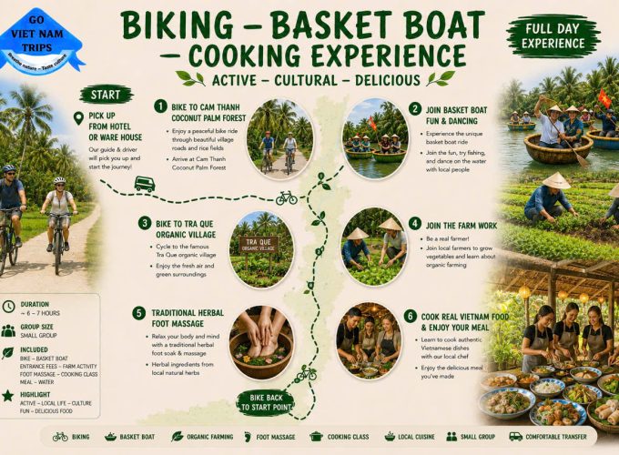 Biking, Basket Boat & Cooking Class in Hoi An