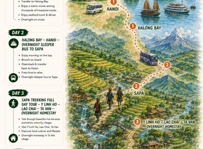 Sapa Package Tour: Hanoi – Halong Bay – Sapa (4 Days, 3 Nights)