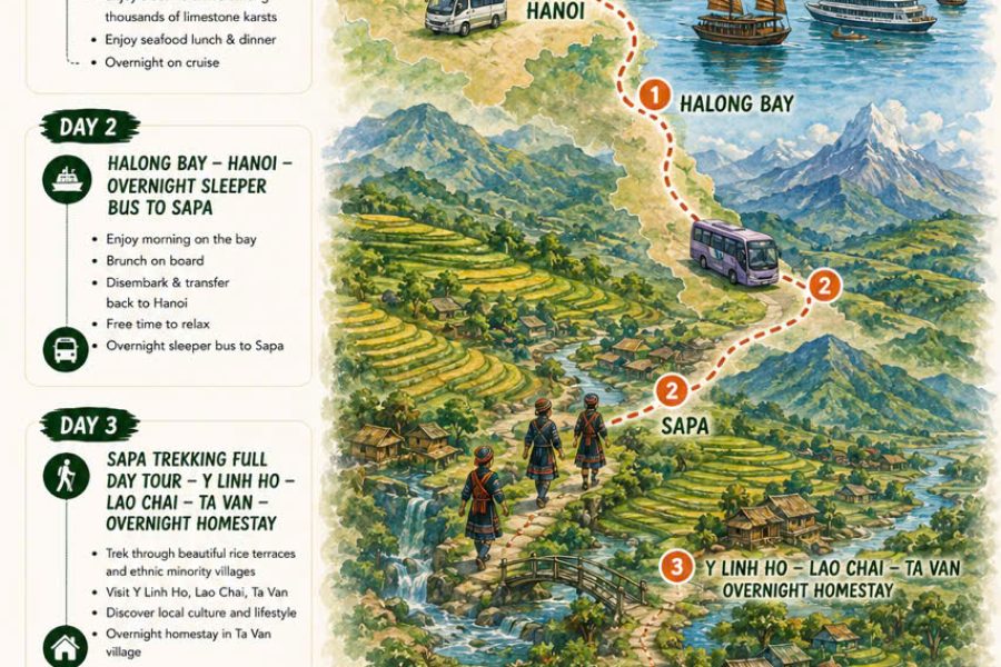 Sapa Package Tour: Hanoi – Halong Bay – Sapa (4 Days, 3 Nights)
