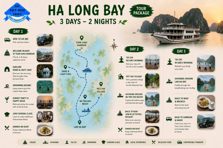 Aspira Cruise 3 Days 2 Nights – Ha Long Bay & Lan Ha Bay Luxury Journey